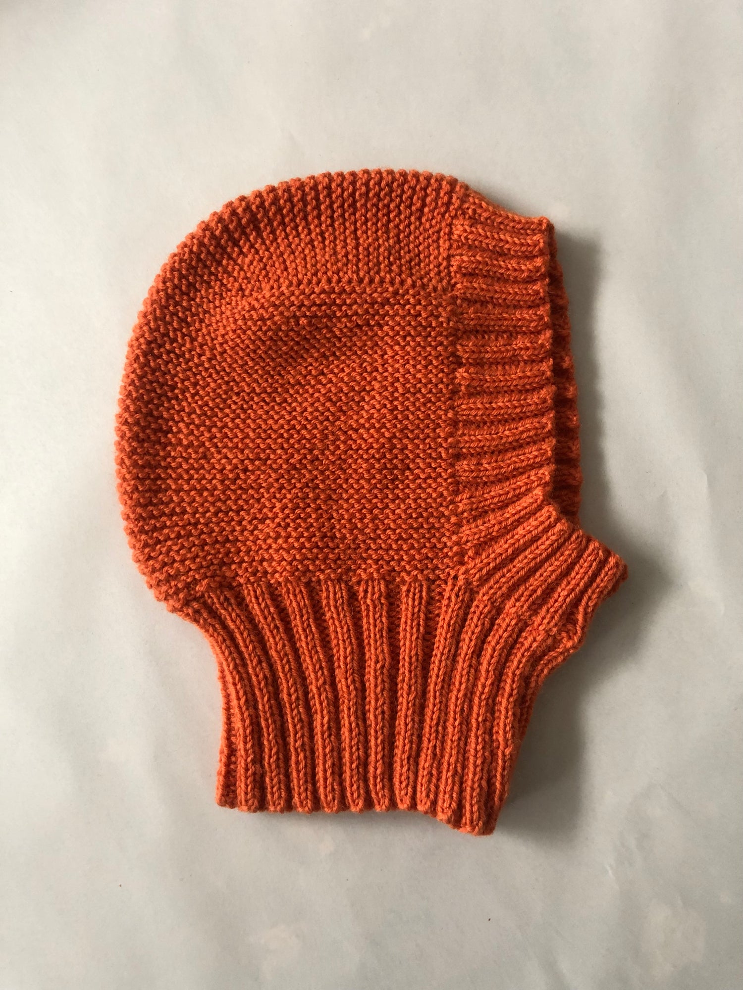 Flat lay Handknitted balaclava aileen chen