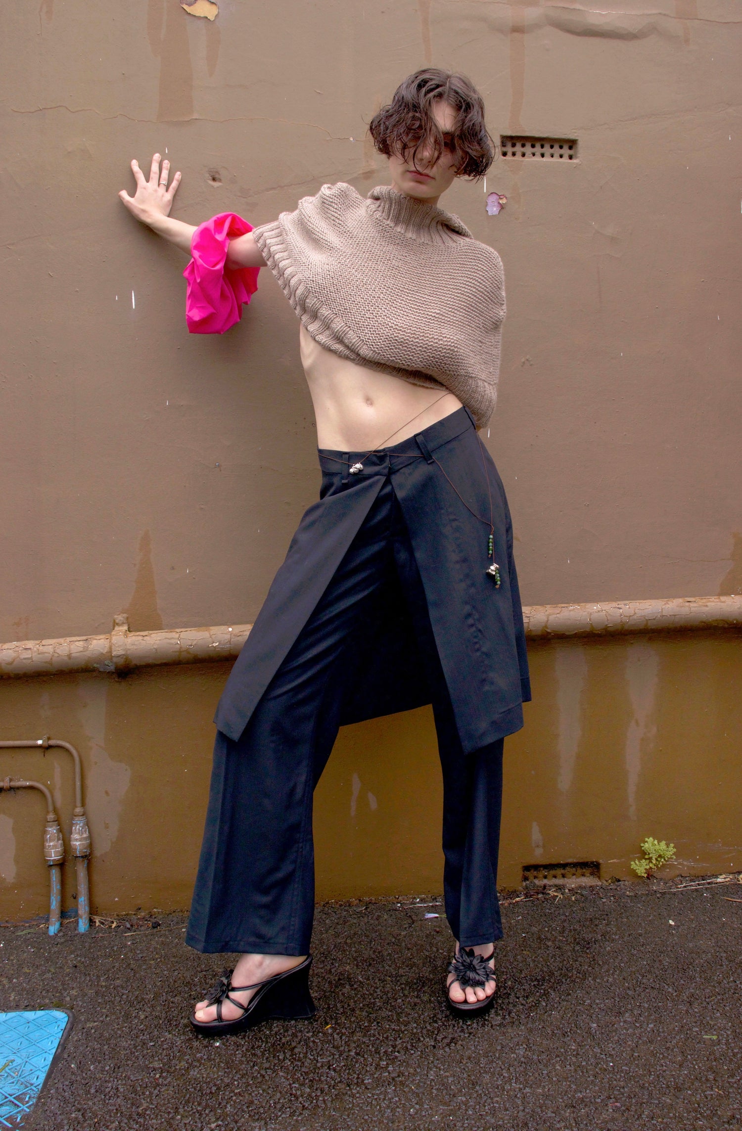 handknitted balaclava poncho aileen chen emma jing scrunchie wilbur hsu necklace