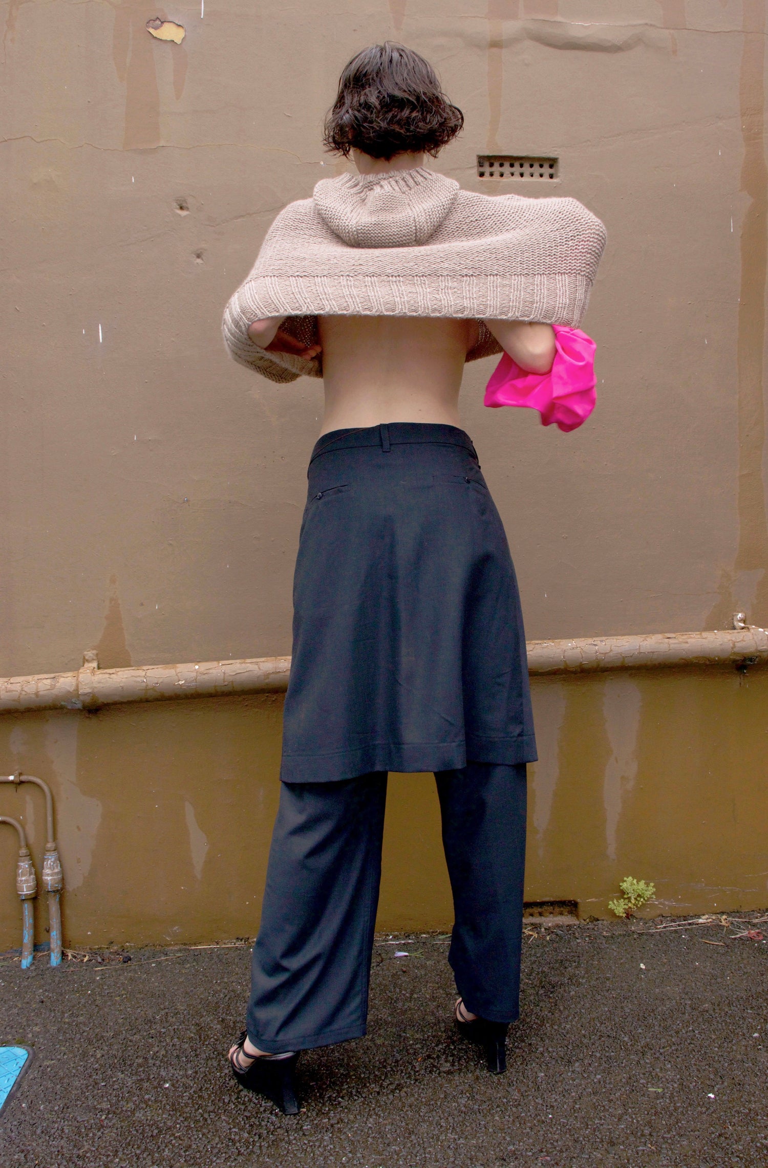 handknitted balaclava poncho aileen chen emma jing scrunchie