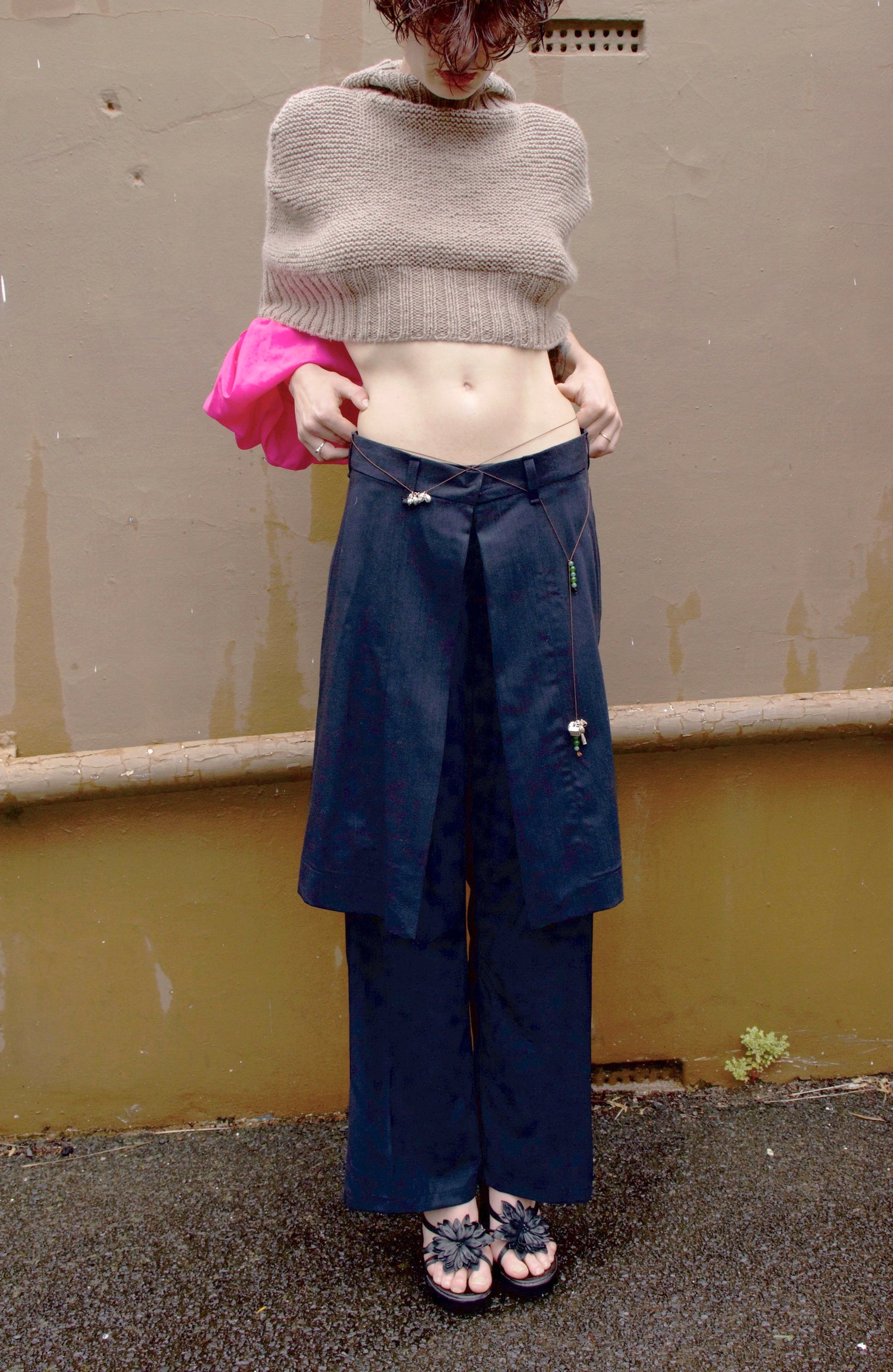 handknitted balaclava poncho aileen chen emma jing scrunchie