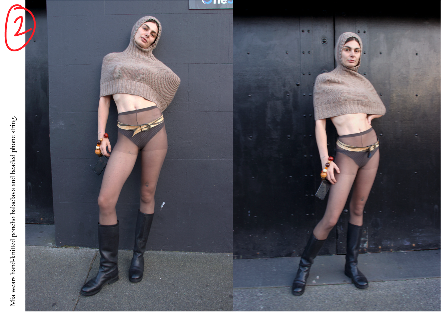 handknitted balaclava poncho aileen chen lookbook